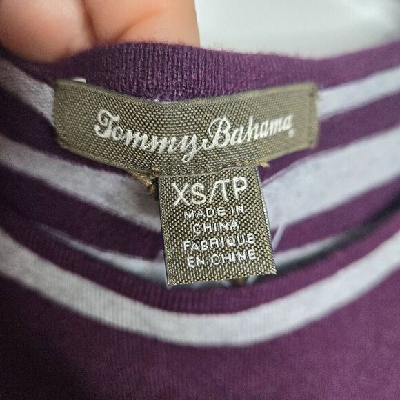Tommy Bahama Hobart Purple Gray Heather Stripe Pencil Sweater Dress Size XS - Picture 8 of 9